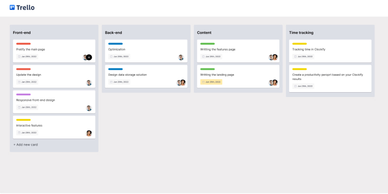 Visualización del nombre de las listas del tablero de Trello