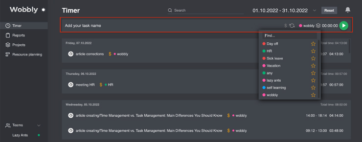 Time Tracking Software for team management