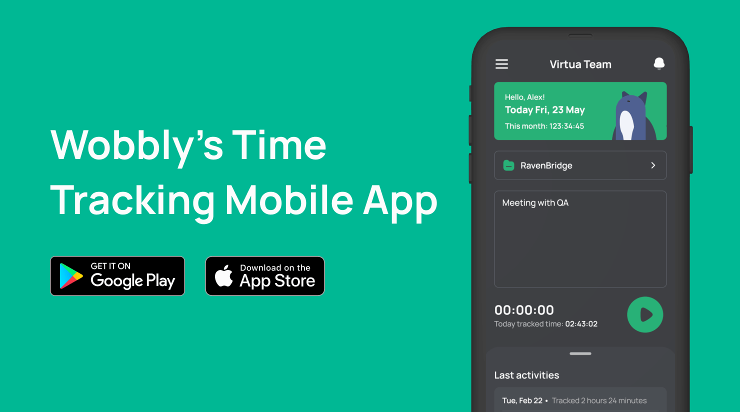 Wobbly time recording app